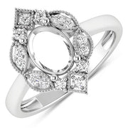 Bids.com 0.20 Carat Genuine White Diamond 14K White Gold Semi Mount Ring - holds 8x6mm Oval Gemstone Rings