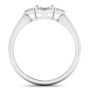 Bids.com 0.20 Carat Genuine White Diamond 14K White Gold Semi Mount Ring - holds 8x6mm Oval Gemstone Rings