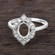 Bids.com 0.20 Carat Genuine White Diamond 14K White Gold Semi Mount Ring - holds 8x6mm Oval Gemstone Rings