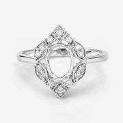 Bids.com 0.20 Carat Genuine White Diamond 14K White Gold Semi Mount Ring - holds 8x6mm Oval Gemstone Rings