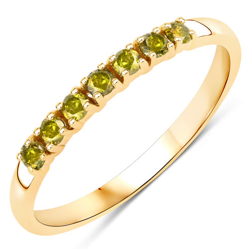 Bids.com 0.22 Carat Genuine Dark Yellow Diamond 14K Yellow Gold Ring (I1-I2) Rings