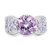 Bids.com 4.07 Carat Genuine Amethyst & Tanzanite .925 Sterling Silver Ring Rings