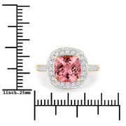 Bids.com 2.71 Carat Genuine Royal Pink Tourmaline and White Diamond 14K Yellow Gold Ring Rings