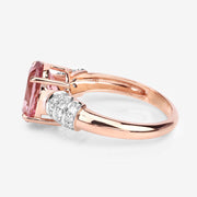 Bids.com 3.11 Carat Genuine Pink Tourmaline and White Diamond 14K Rose Gold Ring Rings