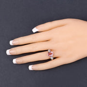 Bids.com 3.11 Carat Genuine Pink Tourmaline and White Diamond 14K Rose Gold Ring Rings