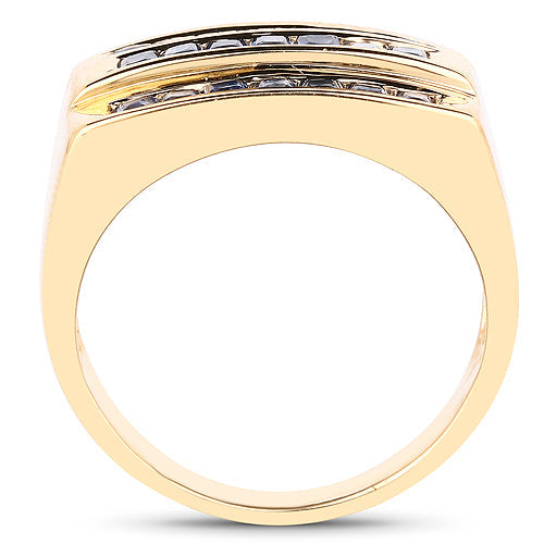 Bids.com 14K Yellow Gold Plated 1.05 Carat Genuine Blue Sapphire .925 Sterling Silver Ring Rings