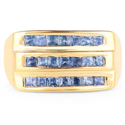 Bids.com 14K Yellow Gold Plated 1.05 Carat Genuine Blue Sapphire .925 Sterling Silver Ring Rings