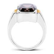 Bids.com Two Tone Plated 5.51 Carat Genuine Smoky Quartz and White Topaz .925 Sterling Silver Ring Rings