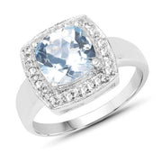 Bids.com 2.46 Carat Genuine Blue Topaz and White Topaz .925 Sterling Silver Ring Rings