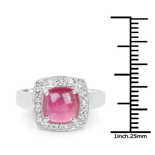 Bids.com 3.31 Carat Glass Filled Ruby and White Topaz .925 Sterling Silver Ring Rings