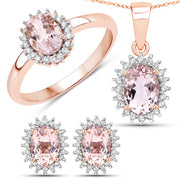 Bids.com 0.81 Carat Genuine Morganite and White Diamond 14K Rose Gold Ring Rings