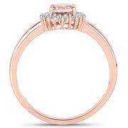 Bids.com 0.81 Carat Genuine Morganite and White Diamond 14K Rose Gold Ring Rings