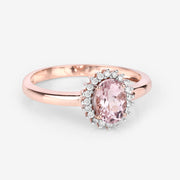 Bids.com 0.81 Carat Genuine Morganite and White Diamond 14K Rose Gold Ring Rings