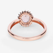 Bids.com 0.81 Carat Genuine Morganite and White Diamond 14K Rose Gold Ring Rings
