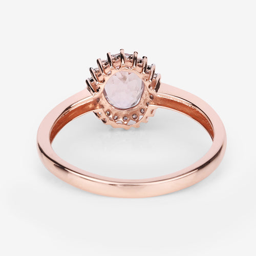 Bids.com 0.81 Carat Genuine Morganite and White Diamond 14K Rose Gold Ring Rings