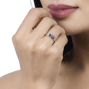 Bids.com 0.73 Carat Genuine Blue Sapphire and White Diamond 14K White Gold Ring Rings