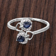 Bids.com 0.34 Carat Genuine Blue Sapphire and White Diamond 14K White Gold Ring Rings