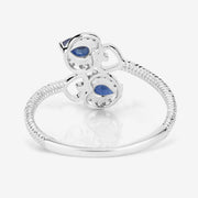 Bids.com 0.34 Carat Genuine Blue Sapphire and White Diamond 14K White Gold Ring Rings
