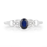Bids.com 0.44 Carat Genuine Blue Sapphire and White Diamond 14K White Gold Ring Rings