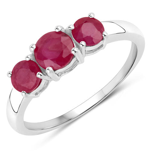 Bids.com 1.15 Carat Genuine Ruby 14K White Gold Ring Rings