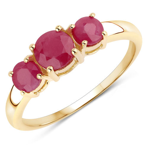 Bids.com 1.15 Carat Genuine Ruby 14K Yellow Gold Ring Rings