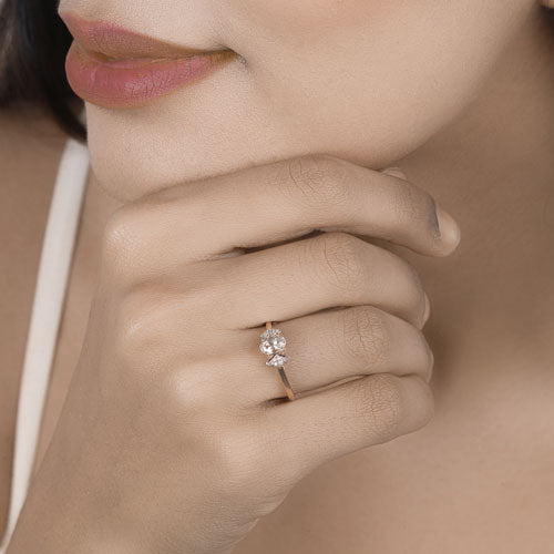 Bids.com 0.46 Carat Genuine Morganite and White Diamond 14K Rose Gold Ring Rings
