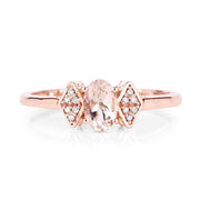 Bids.com 0.46 Carat Genuine Morganite and White Diamond 14K Rose Gold Ring Rings