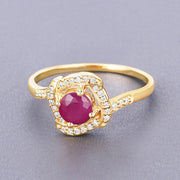 Bids.com 0.63 Carat Genuine Ruby and White Diamond 14K Yellow Gold Ring Rings