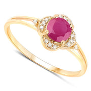 Bids.com 0.59 Carat Genuine Ruby and White Diamond 14K Yellow Gold Ring Rings