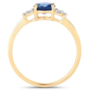 Bids.com 1.08 Carat Genuine Blue Sapphire and White Diamond 14K Yellow Gold Ring Rings