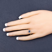 Bids.com 1.08 Carat Genuine Blue Sapphire and White Diamond 14K Yellow Gold Ring Rings