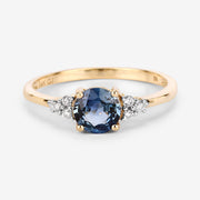 Bids.com 1.08 Carat Genuine Blue Sapphire and White Diamond 14K Yellow Gold Ring Rings