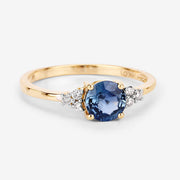 Bids.com 1.08 Carat Genuine Blue Sapphire and White Diamond 14K Yellow Gold Ring Rings