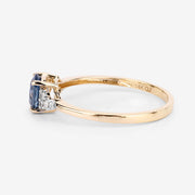 Bids.com 1.08 Carat Genuine Blue Sapphire and White Diamond 14K Yellow Gold Ring Rings