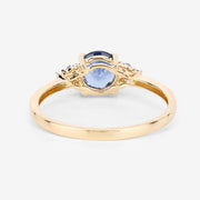 Bids.com 1.08 Carat Genuine Blue Sapphire and White Diamond 14K Yellow Gold Ring Rings