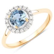 Bids.com 1.03 Carat Genuine Blue Sapphire and White Diamond 14K Yellow Gold Ring Rings