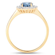 Bids.com 1.03 Carat Genuine Blue Sapphire and White Diamond 14K Yellow Gold Ring Rings