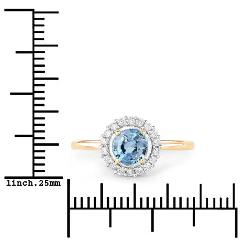Bids.com 1.03 Carat Genuine Blue Sapphire and White Diamond 14K Yellow Gold Ring Rings