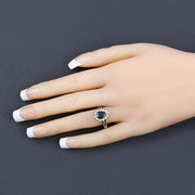 Bids.com 1.46 Carat Genuine Blue Sapphire and White Diamond 10K White Gold Ring Rings