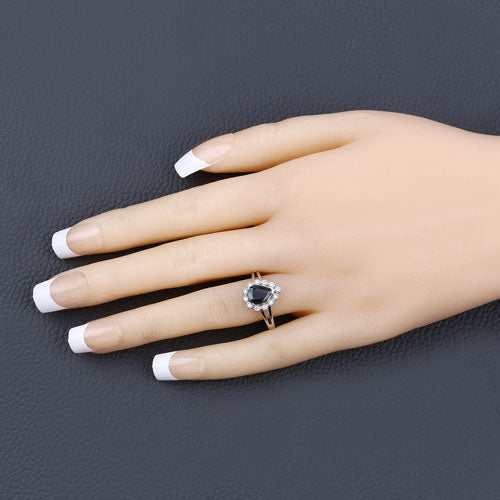 Bids.com 1.46 Carat Genuine Blue Sapphire and White Diamond 10K White Gold Ring Rings