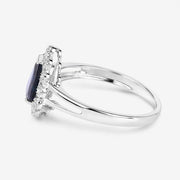 Bids.com 1.46 Carat Genuine Blue Sapphire and White Diamond 10K White Gold Ring Rings