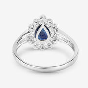 Bids.com 1.46 Carat Genuine Blue Sapphire and White Diamond 10K White Gold Ring Rings
