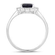 Bids.com 1.46 Carat Genuine Blue Sapphire and White Diamond 10K White Gold Ring Rings