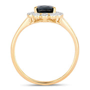 Bids.com 1.46 Carat Genuine Blue Sapphire and White Diamond 10K Yellow Gold Ring Rings