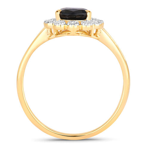 Bids.com 1.46 Carat Genuine Blue Sapphire and White Diamond 14K Yellow Gold Ring Rings