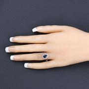 Bids.com 1.46 Carat Genuine Blue Sapphire and White Diamond 14K White Gold Ring Rings