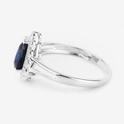 Bids.com 1.46 Carat Genuine Blue Sapphire and White Diamond 14K White Gold Ring Rings