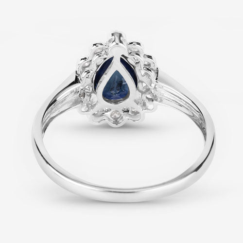 Bids.com 1.46 Carat Genuine Blue Sapphire and White Diamond 14K White Gold Ring Rings