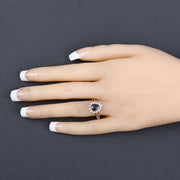 Bids.com 1.46 Carat Genuine Blue Sapphire and White Diamond 10K Yellow Gold Ring Rings