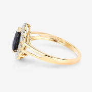 Bids.com 1.46 Carat Genuine Blue Sapphire and White Diamond 10K Yellow Gold Ring Rings